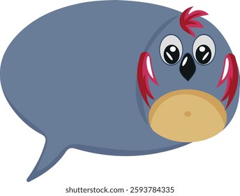 colorful speech bubble template with animals namely blue parrot in cartoon style for kids designs and templates