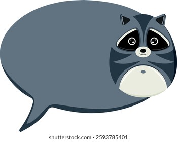colorful speech bubble template with animals namely gray raccoon in cartoon style for kids designs and templates