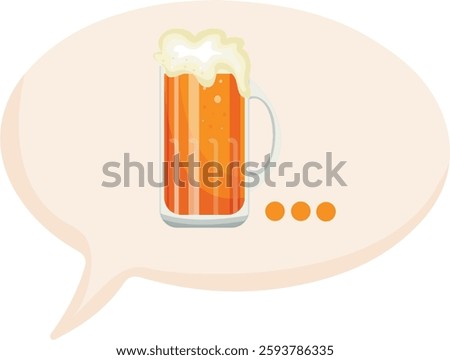 colorful speech bubble template with a drink namely light beer in a rectangular glass in a cartoon style