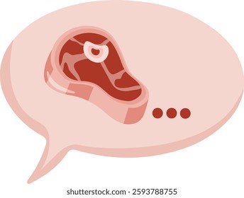 colorful speech bubble template with food namely meet in cartoon style