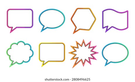 Colorful speech bubble and thought icons set
