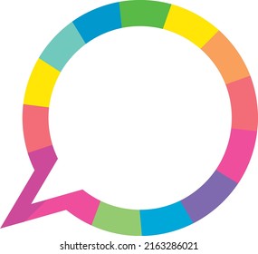 Colorful speech bubble vector. Decorative rainbow color thought bubble. Isolated dialog icon. Vector, illustration, EPS10