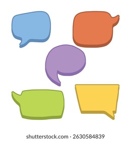 Colorful Speech Bubble Vector Set, Hand-Drawn Comic Chat Balloons.