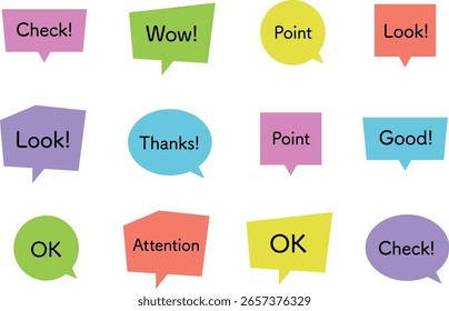 colorful speech bubble and word material set