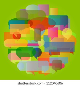 Colorful speech bubbles and balloons cloud illustration background vector