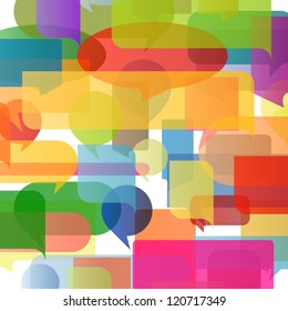 Colorful speech bubbles and balloons cloud illustration background vector