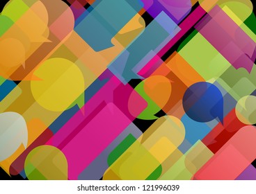 Colorful speech bubbles and balloons cloud illustration background vector