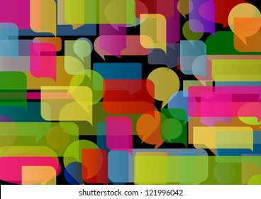 Colorful speech bubbles and balloons cloud illustration background vector