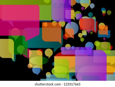 Colorful speech bubbles and balloons cloud illustration background vector
