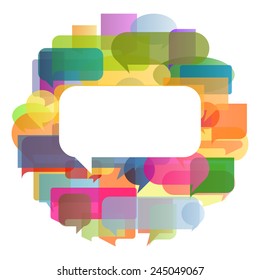 Colorful speech bubbles and balloons cloud illustration background vector concept