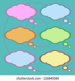 Colorful of Speech Bubbles Collection on Green Background, Ready to Accept Any Message