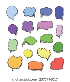 Colorful speech bubbles collection. Vector hand drawn speech bubble design icons.