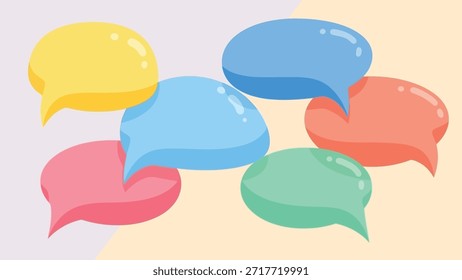 Coloridas burbujas de discurso que representan una comunicación dinámica y diversas ideas compartidas para plataformas digitales