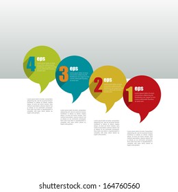 Colorful speech bubbles diagram with text fields. Infographic vector.