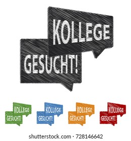 Colorful Speech bubbles with german words Colleague wanted - Kollege Gesucht