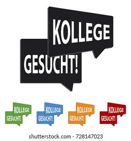 Colorful Speech bubbles with german words Colleague wanted - Kollege Gesucht
