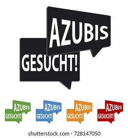 Colorful Speech bubbles with german words Trainees wanted - Azubis Gesucht