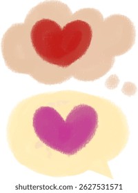Colorful speech bubbles, heart, question mark and exclamation mark