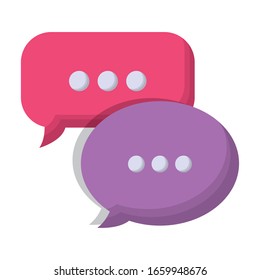 colorful speech bubbles icon over white background, vector illustration