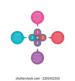 colorful speech bubbles infographic template. four steps infographic template. business, education, magazine, annual report, internet information template