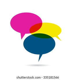Colorful speech bubbles isolated on white background