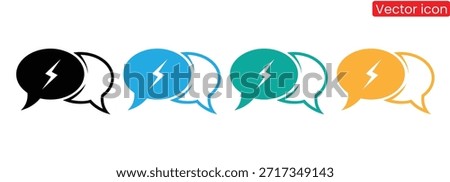 Colorful speech bubbles with lightning bolts inside,Message, chat icons set. Speech bubble, message icon collection.Expressive Exchange Speech Icons for Engaging Interactions . 
