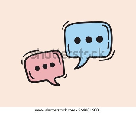 Colorful speech bubbles for messaging in blue and pink tones. Vector illustration