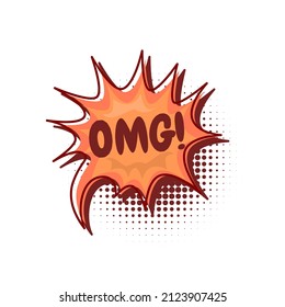 Coloridas burbujas de voz con texto OMG. elementos de diseño hechos a mano con decoraciones y contornos a medio tono. Ilustración vectorial del cartel de texto del doodle