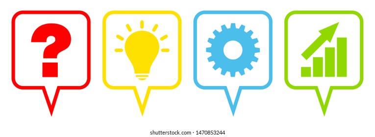 Colorful Speech Bubbles Outline Question Idea Work And Success