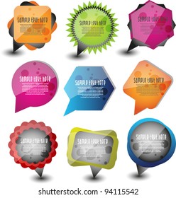 colorful speech bubbles or pointers set