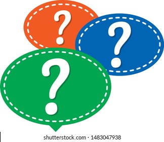 colorful speech bubbles and question mark