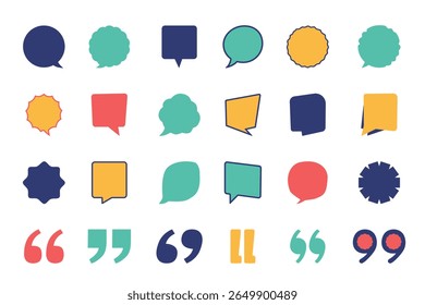 Colorful Speech Bubbles and Quotation Marks Set