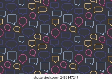 colorful speech bubbles seamless pattern, perfect for stationery products such as notebooks, planners, and wrapping paper, social media graphics- vector illustration