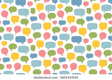 colorful speech bubbles seamless pattern, perfect for stationery products such as notebooks, planners, and wrapping paper, social media graphics- vector illustration