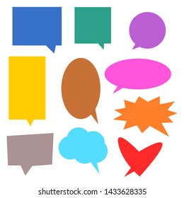 colorful speech bubbles set with different shape isolated on white background. vector illustration