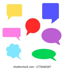burbujas de habla coloridas con formas diferentes aisladas en fondo blanco. ilustración vectorial  