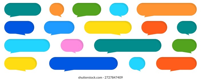 Colorful speech bubbles set in flat style. Communication elements for chat messages and social media