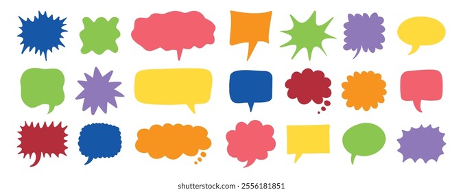 colorful speech bubbles set. Hand drawn vector cute communication bubbles. speech bubble collection. Vector illustration