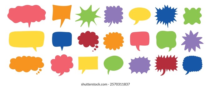 colorful speech bubbles set. Hand drawn vector cute communication bubbles. speech bubble collection. Vector illustration
