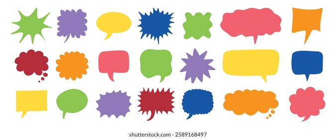 colorful speech bubbles set. Hand drawn vector cute communication bubbles. speech bubble collection. Vector illustration