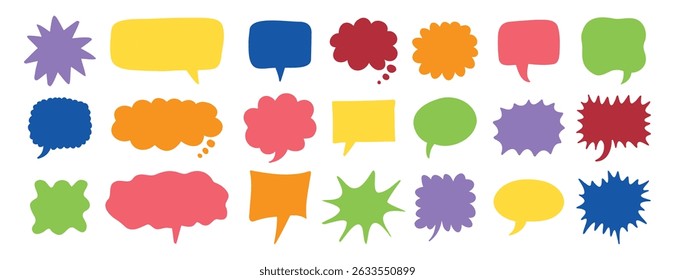 colorful speech bubbles set. Hand drawn vector cute communication bubbles. speech bubble collection. Vector illustration