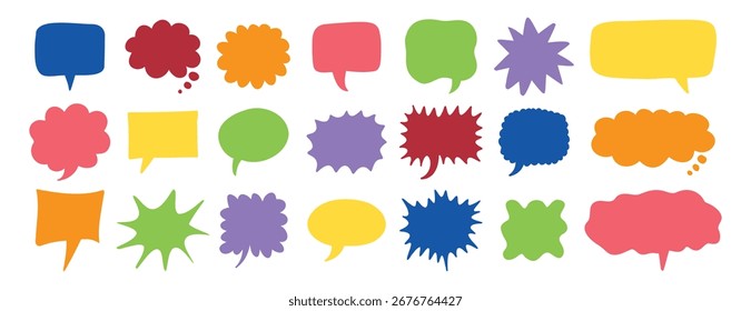 colorful speech bubbles set. Hand drawn vector cute communication bubbles. speech bubble collection. Vector illustration