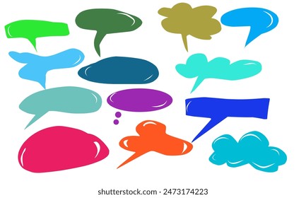 colorful speech bubbles set on white background