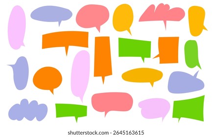 Bolhas de Fala Coloridas Definidas em Fundo Branco