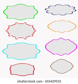 Colorful speech bubbles set on white background. Talk and think bubbles. Blue, green, yellow, red and orange icons.