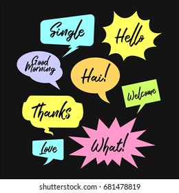 Colorful speech bubbles set with short messages vector illustration