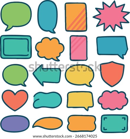 Colorful speech bubbles set vector illustration comic balloons chat bubbles message balloons dialog stickers text balloons writing balloons cartoon bubbles communication icons.
