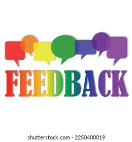Colorful speech bubbles with the text feedback