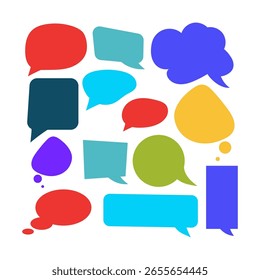 Bolhas de fala coloridas, nuvens de pensamento, Elementos de design de comunicação