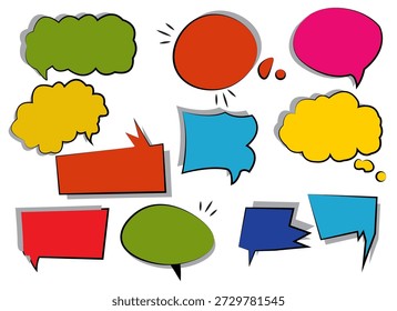 Colorful speech bubbles and thought clouds
